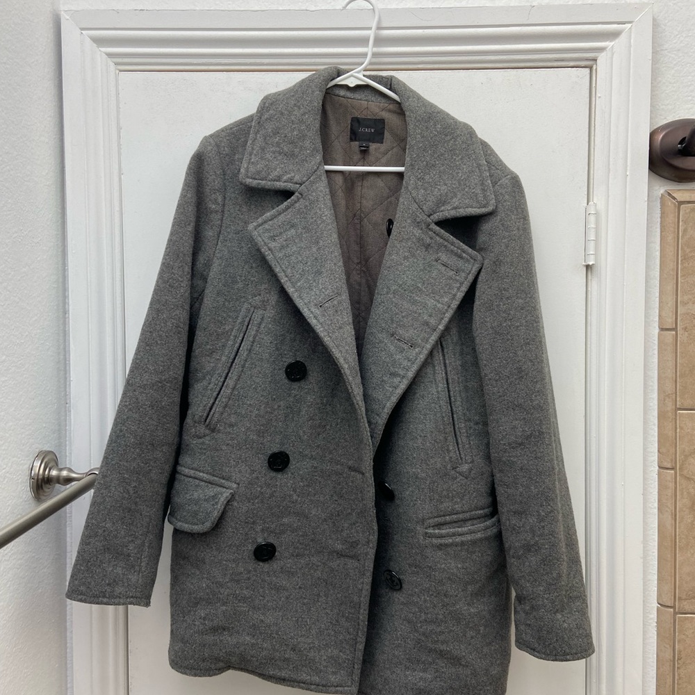 J.Crew Gray Double-Breasted Wool Coat